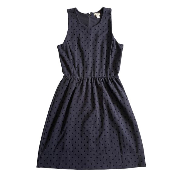 J. Crew Factory Women's Size Small Black Sleeveless Clip Dot Fit & Flare Dress - Picture 1 of 3